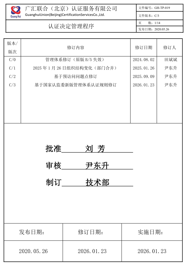 认证决定管理程序